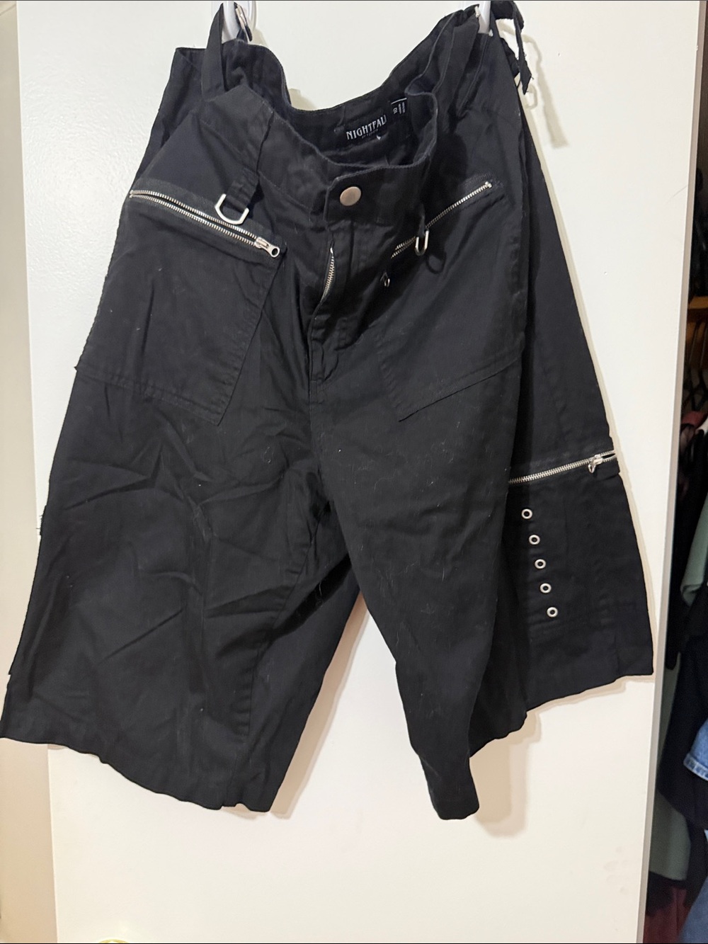 Nightfall Black shorts with Zipper Detail